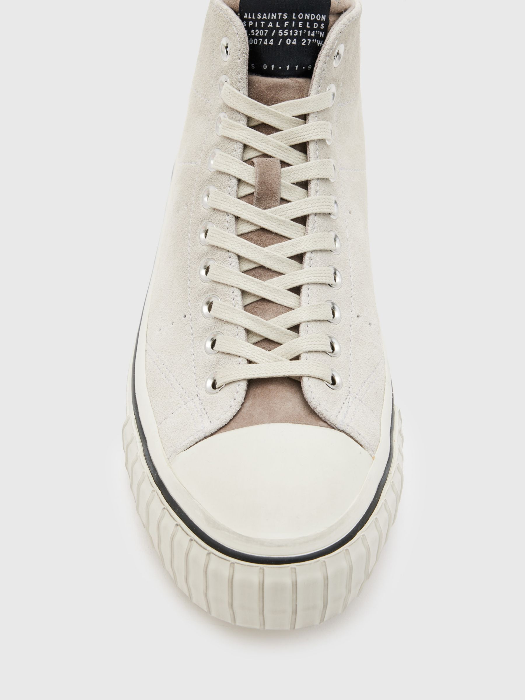 Buy AllSaints Lewis Leather High Top Trainers, Chalk White Online at johnlewis.com