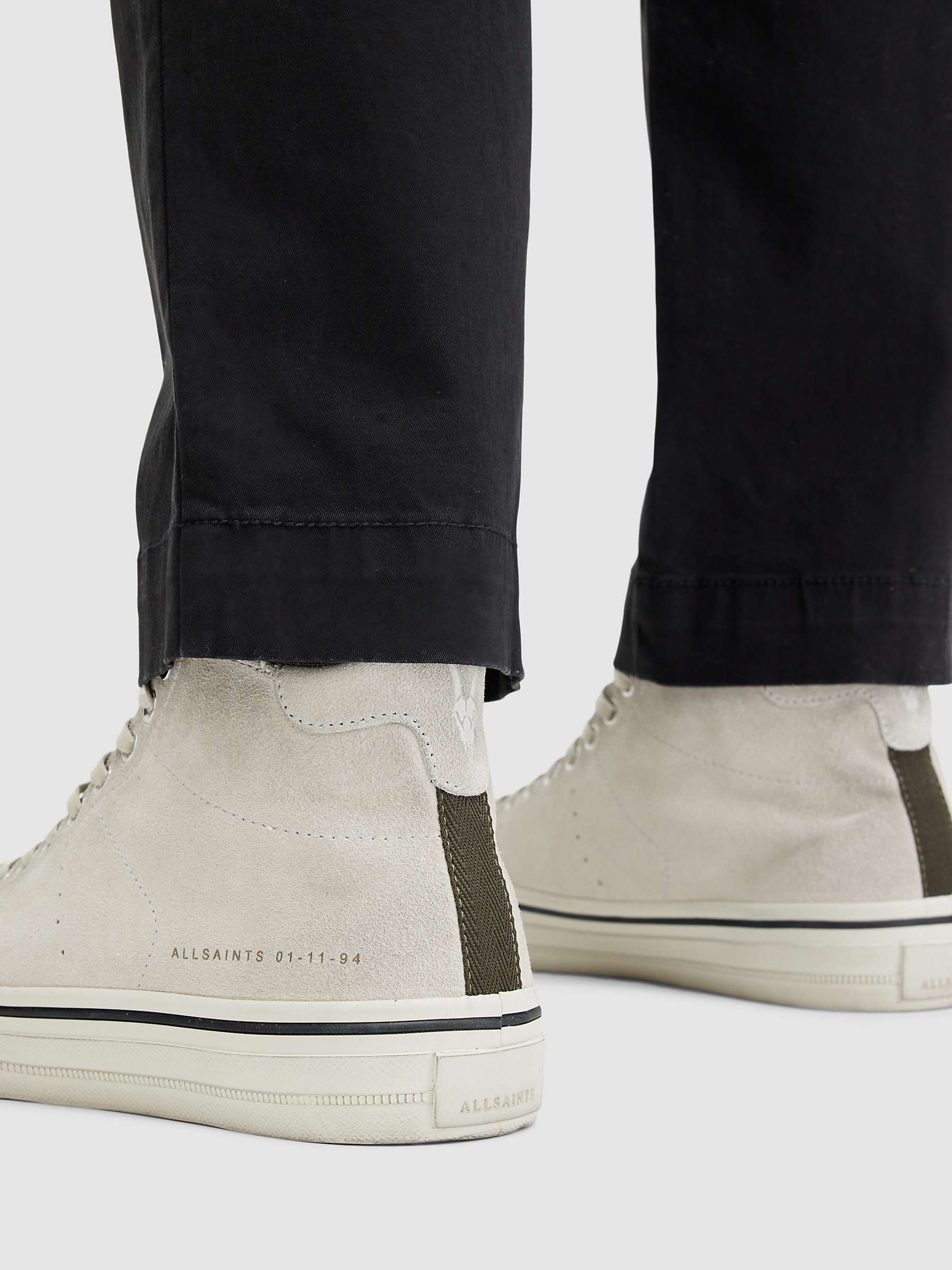 Buy AllSaints Lewis Leather High Top Trainers, Chalk White Online at johnlewis.com