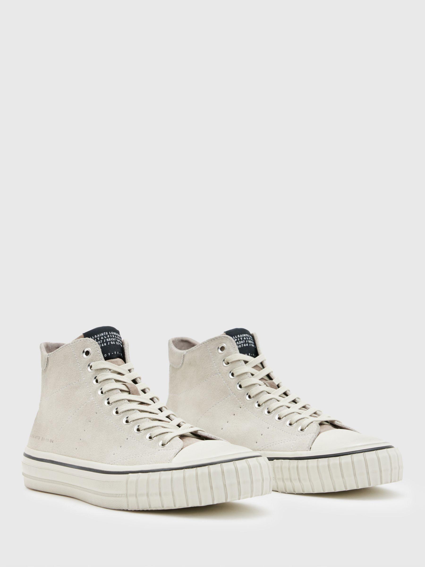 Buy AllSaints Lewis Leather High Top Trainers, Chalk White Online at johnlewis.com