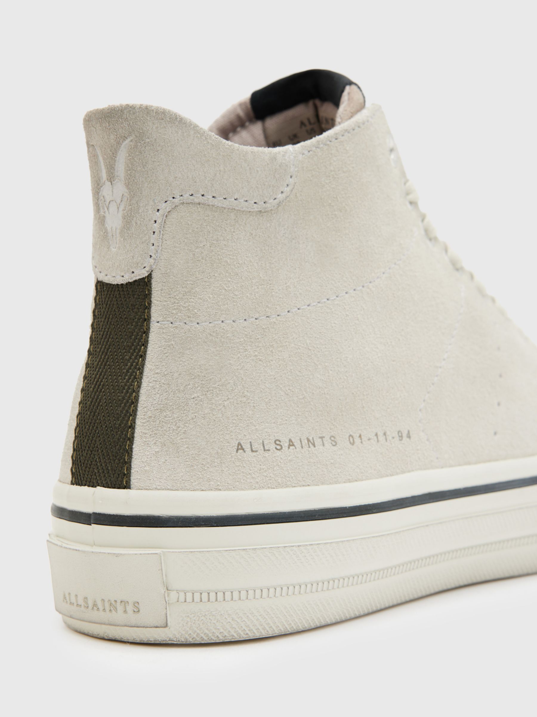 AllSaints Lewis Leather High Top Trainers, Chalk White, 10