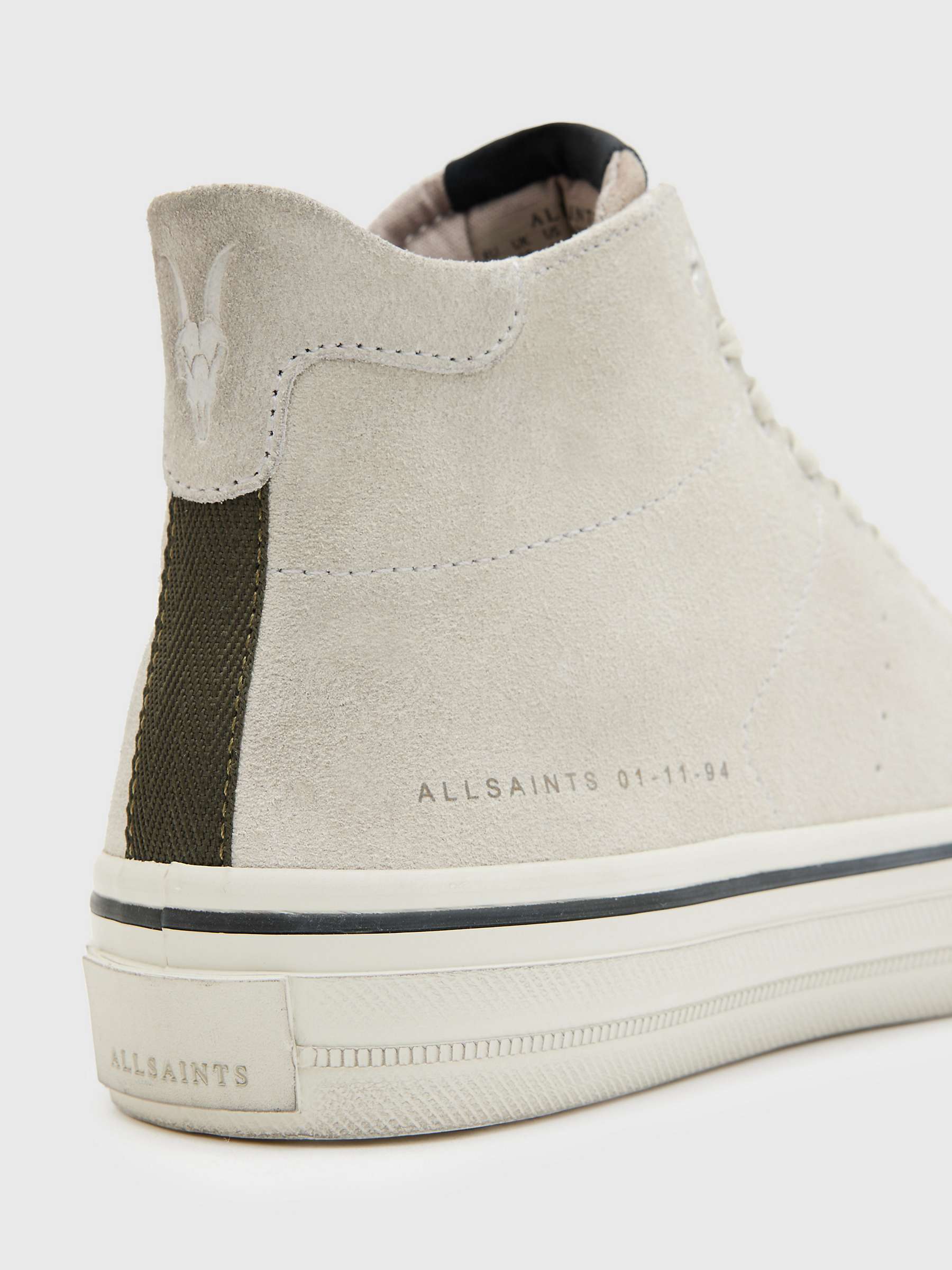 Buy AllSaints Lewis Leather High Top Trainers, Chalk White Online at johnlewis.com
