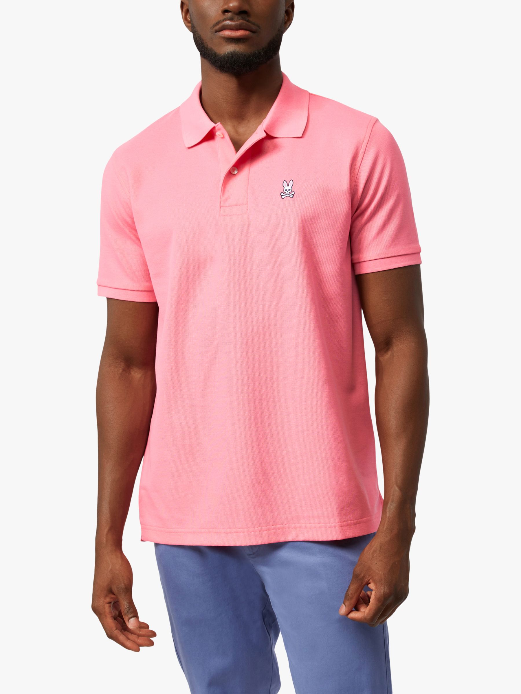 Psycho Bunny Classic Polo Shirt, Pink Punch at John Lewis & Partners