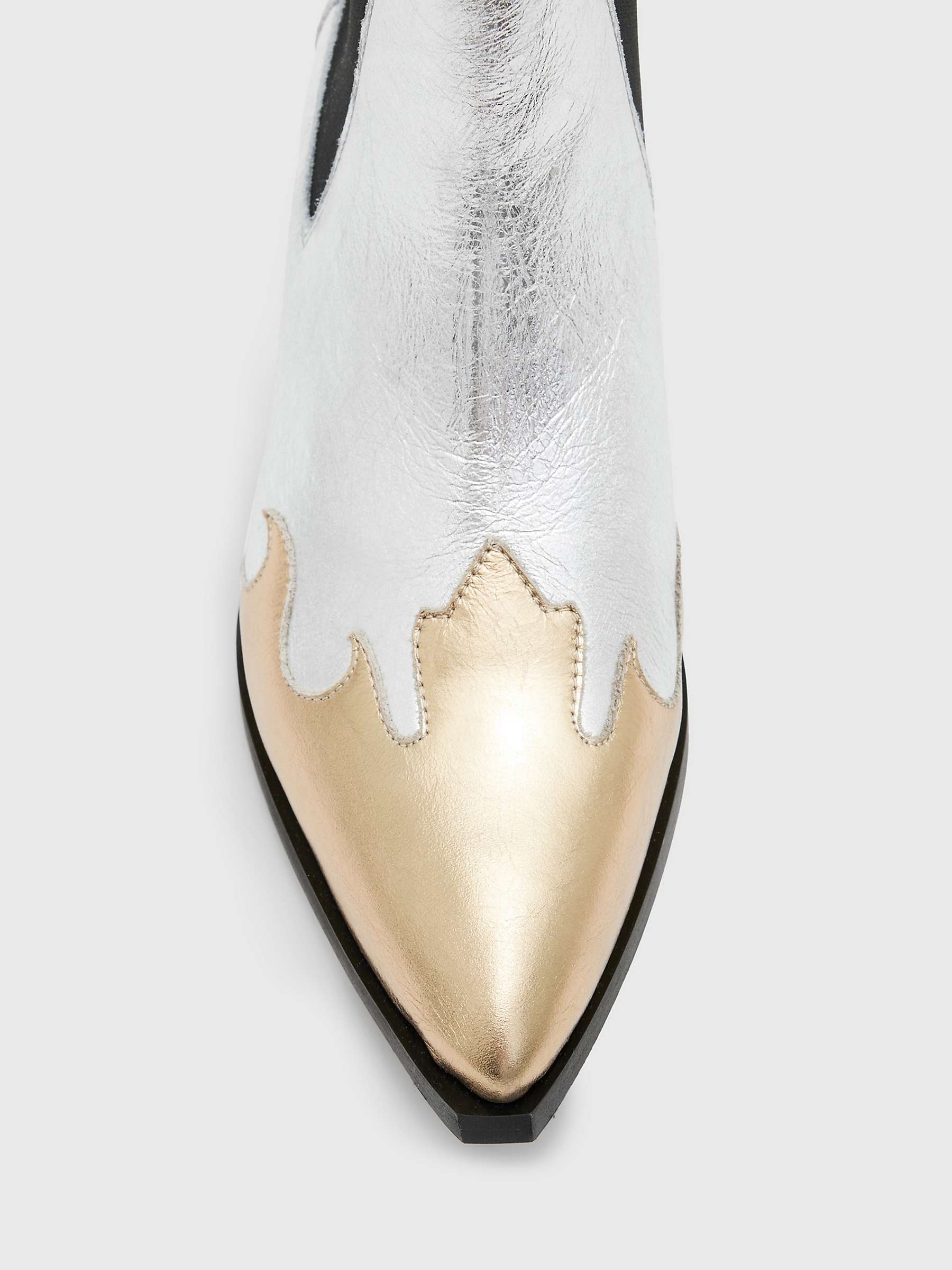 Buy AllSaints Della Cowboy Leather Ankle Boots, Silver/Gold Online at johnlewis.com
