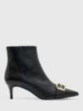AllSaints Rebecca Pointed Toe Leather Buckle Boots, Black
