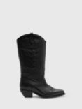 AllSaints Dolly Leather Cowboy Boots, Black, Black