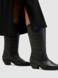AllSaints Dolly Leather Cowboy Boots, Black, Black