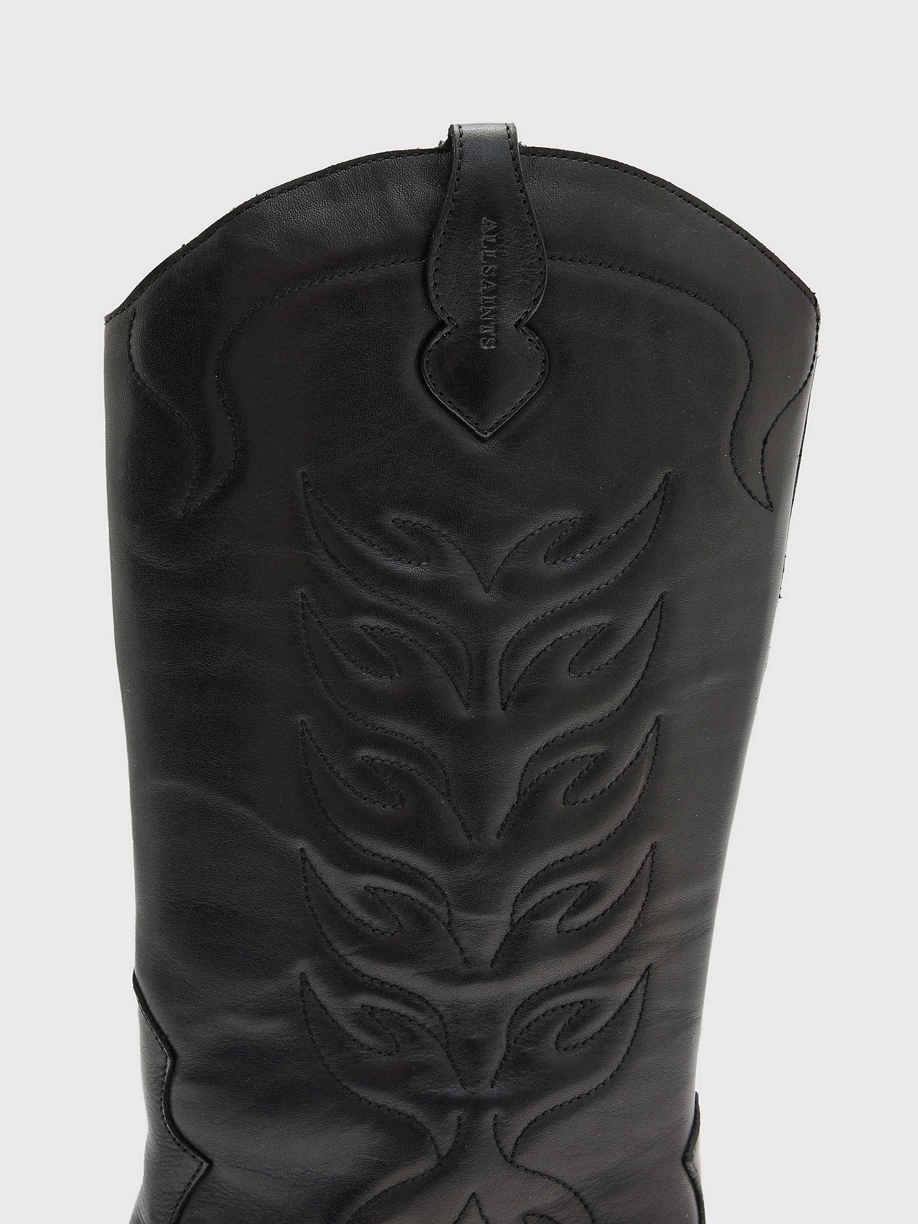 Buy AllSaints Dolly Leather Cowboy Boots, Black Online at johnlewis.com