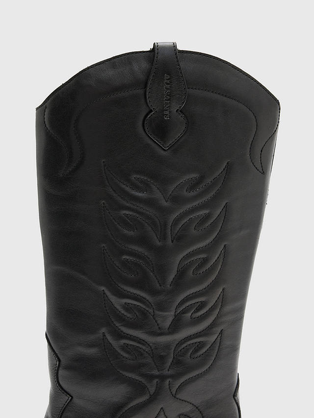 AllSaints Dolly Leather Cowboy Boots, Black