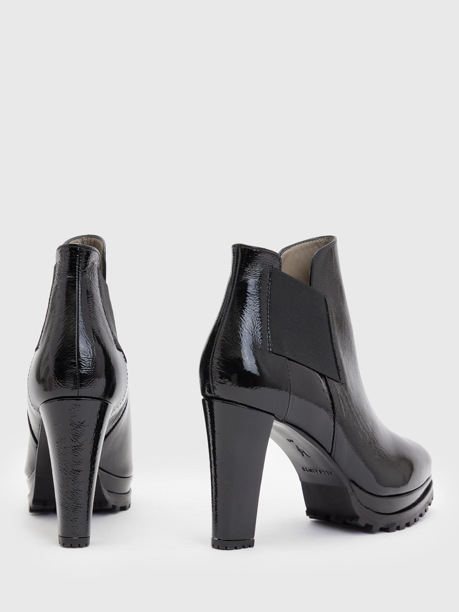 Buy AllSaints Sarris Patent Leather Boots, Black Online at johnlewis.com