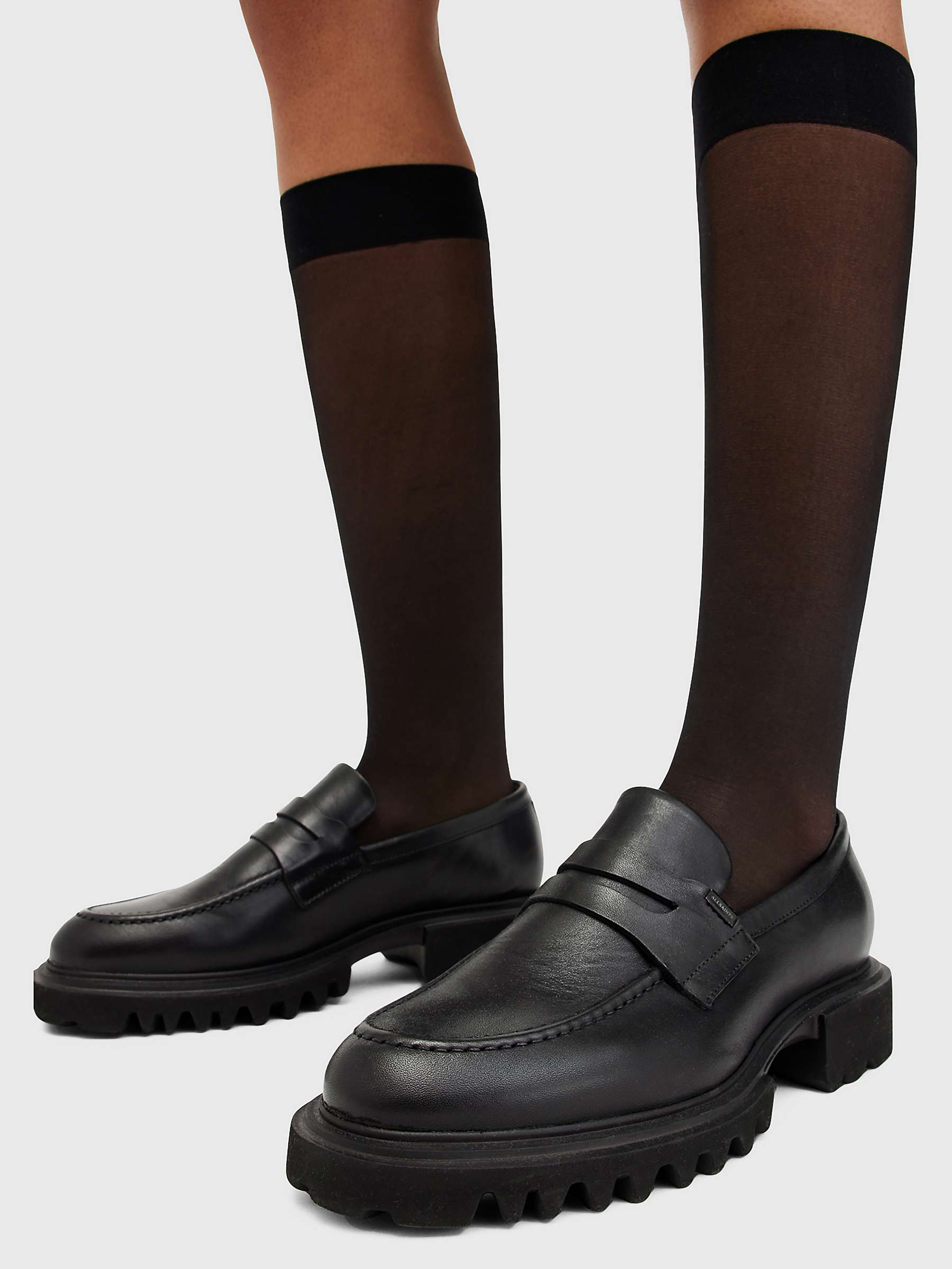 Buy AllSaints Lola Chunky Sole Leather Loafers, Black Online at johnlewis.com