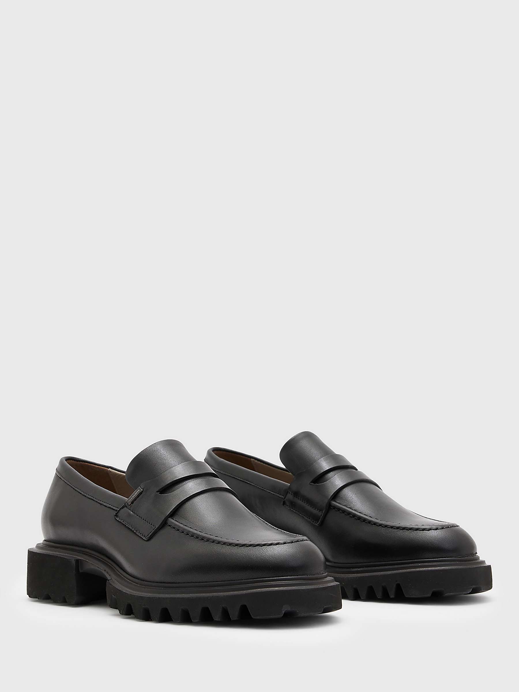 Buy AllSaints Lola Chunky Sole Leather Loafers, Black Online at johnlewis.com