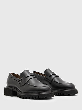 AllSaints Lola Chunky Sole Leather Loafers, Black