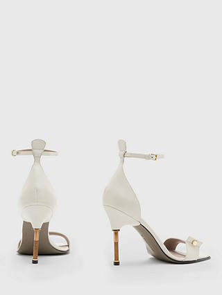 AllSaints Betty High Heel Leather Sandals, Parchment White