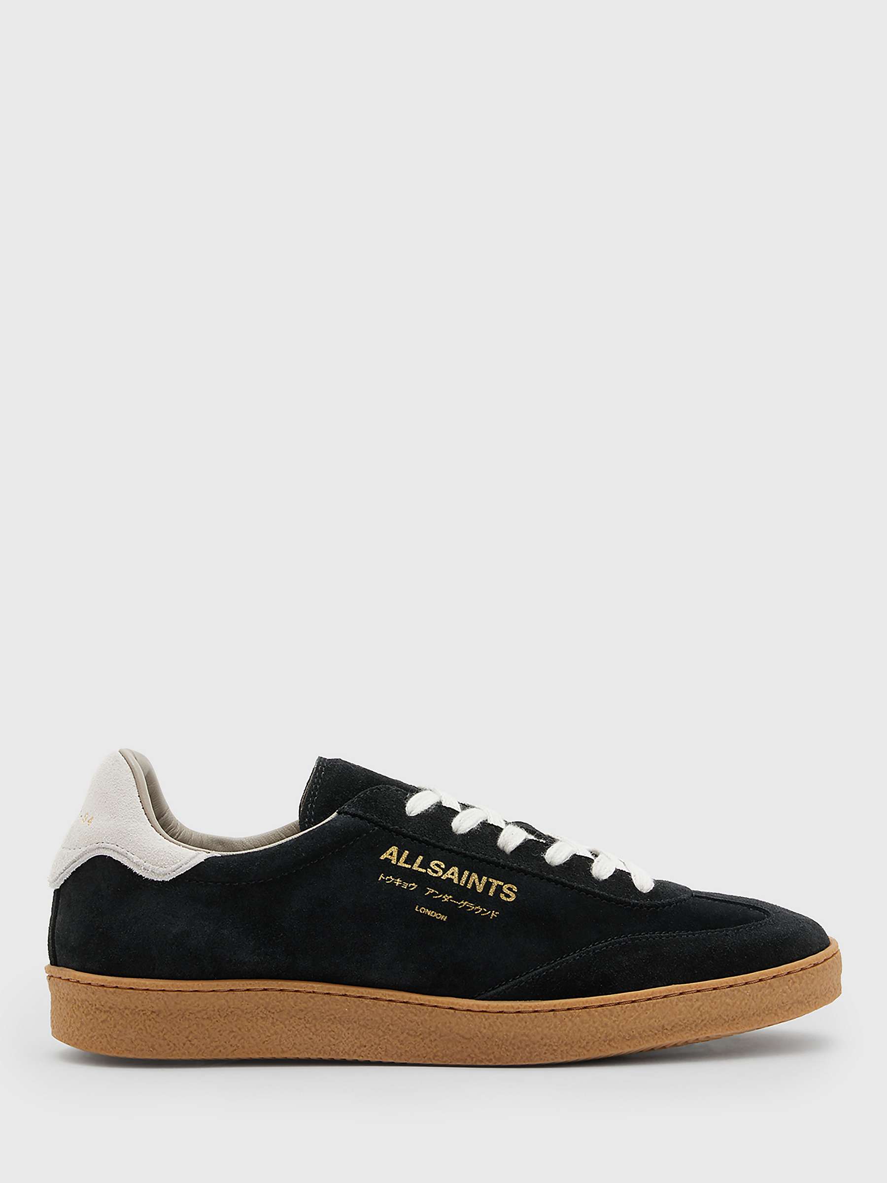 Buy AllSaints Thelma Suede Trainers, Black/White Online at johnlewis.com