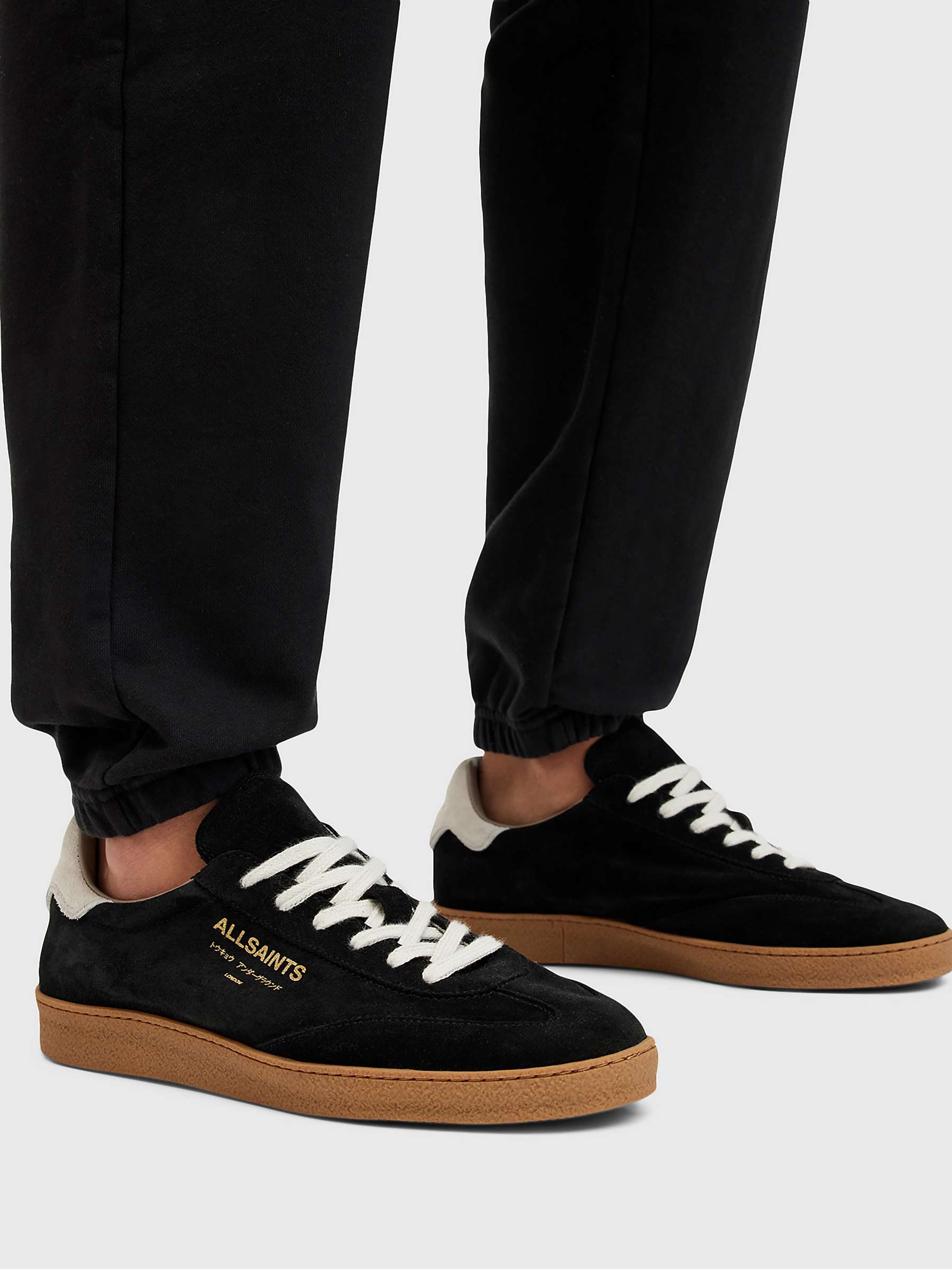 Buy AllSaints Thelma Suede Trainers, Black/White Online at johnlewis.com