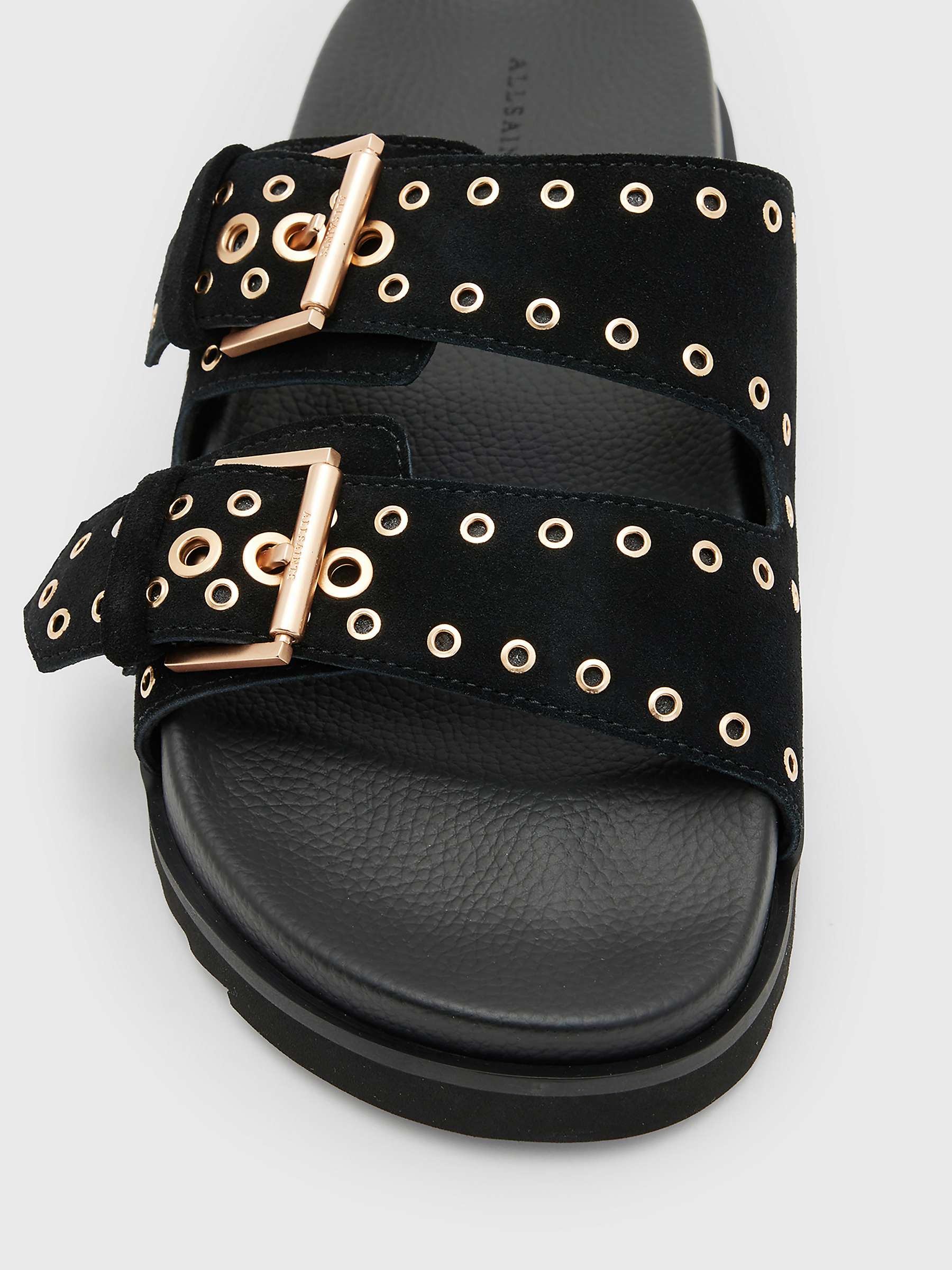 Buy AllSaints Khai Two Strap Leather Sliders Online at johnlewis.com