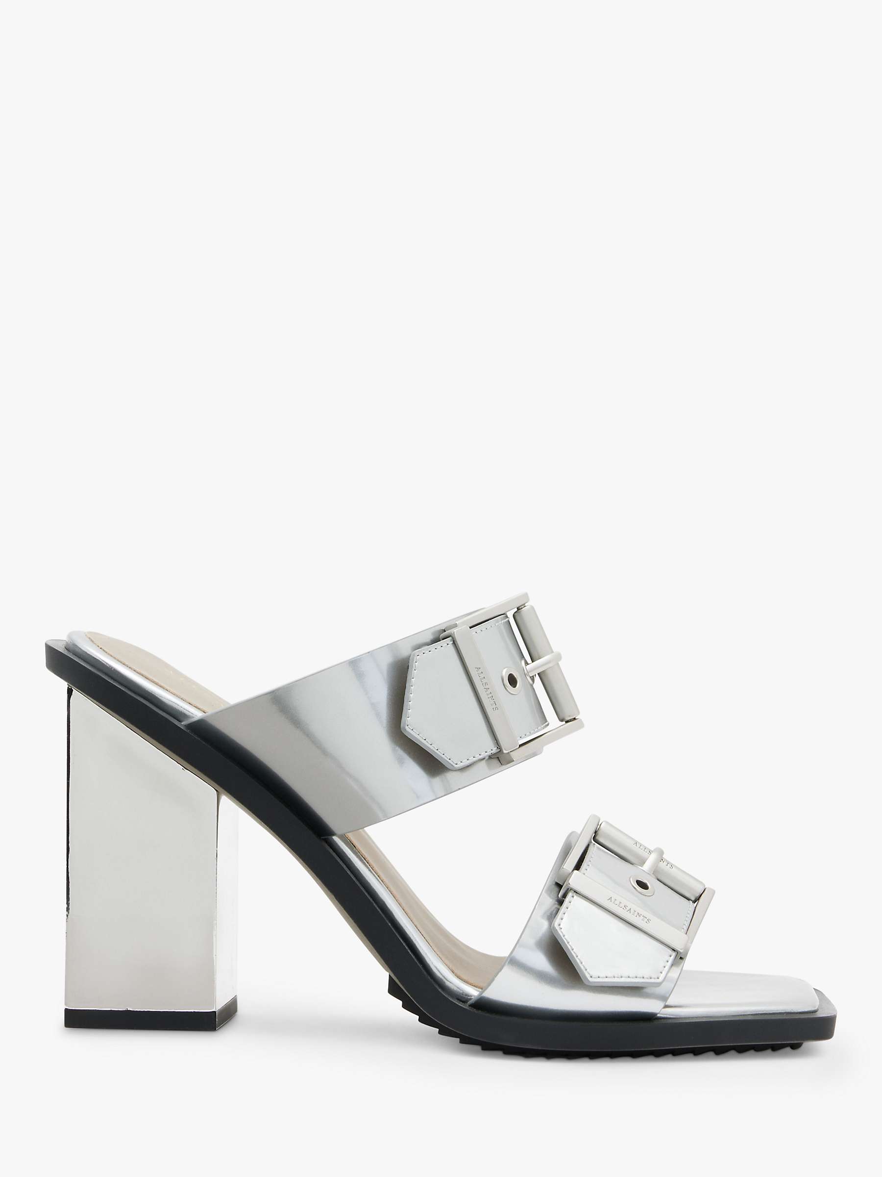 Buy AllSaints Camille Metallic Leather Buckle Strap Mules Online at johnlewis.com