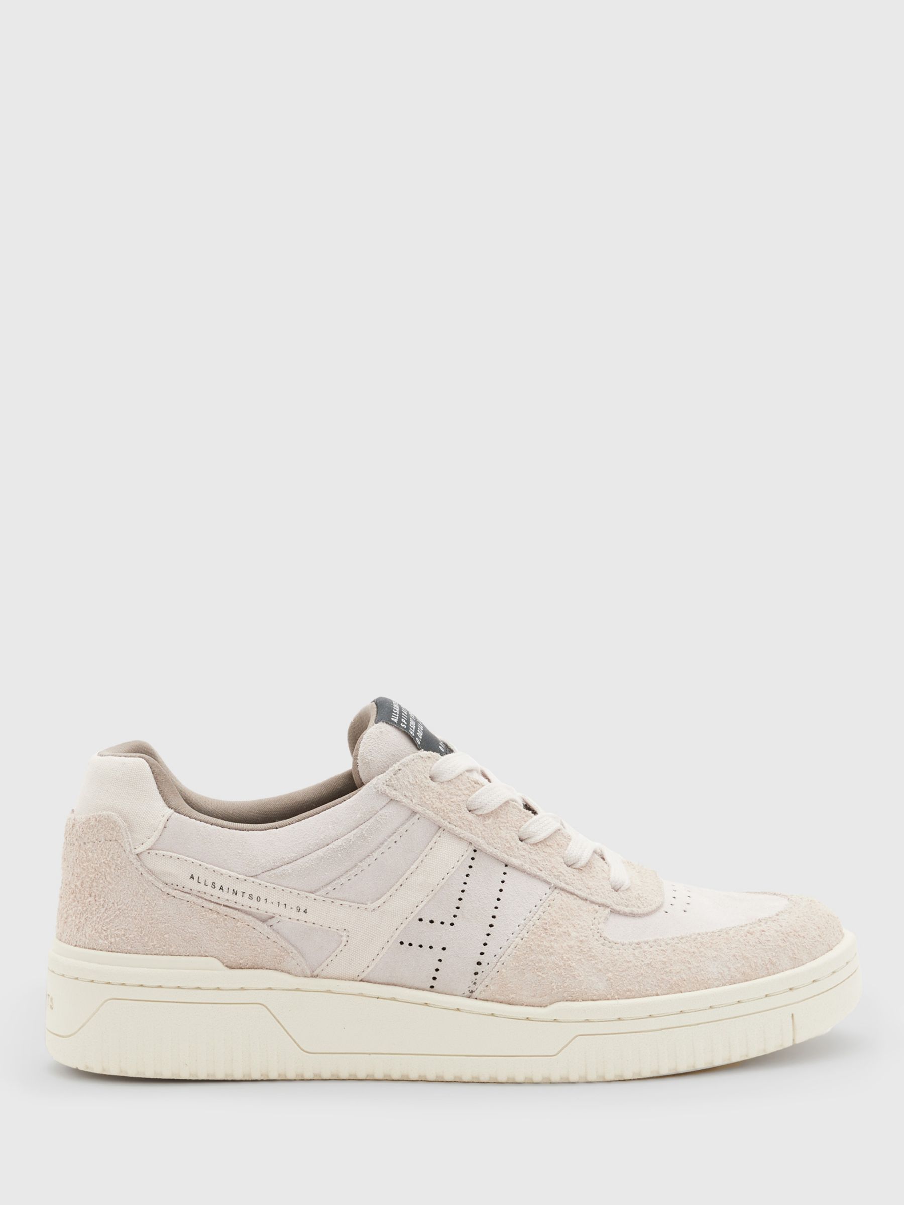 AllSaints Vix Low Top Leather and Suede Trainers, Pale Rose Pink at ...