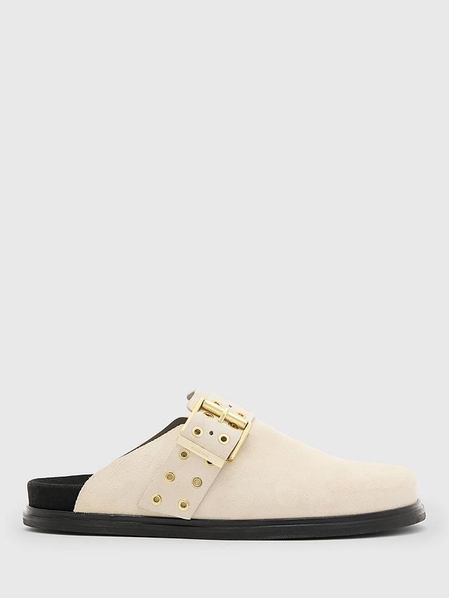 AllSaints Juno Suede Mules, Parchment White