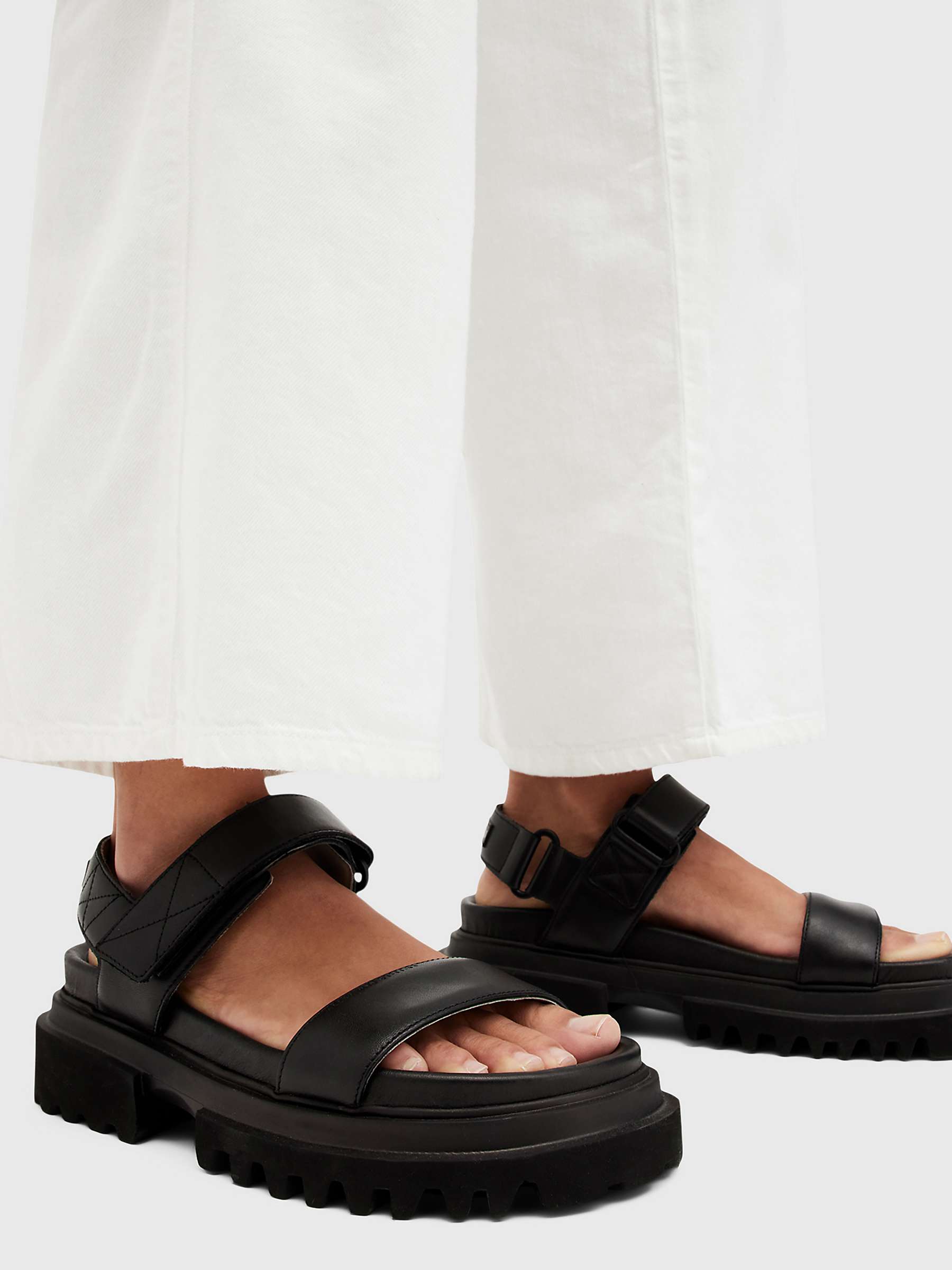 Buy AllSaints Rory Leather Sandals, Black Online at johnlewis.com