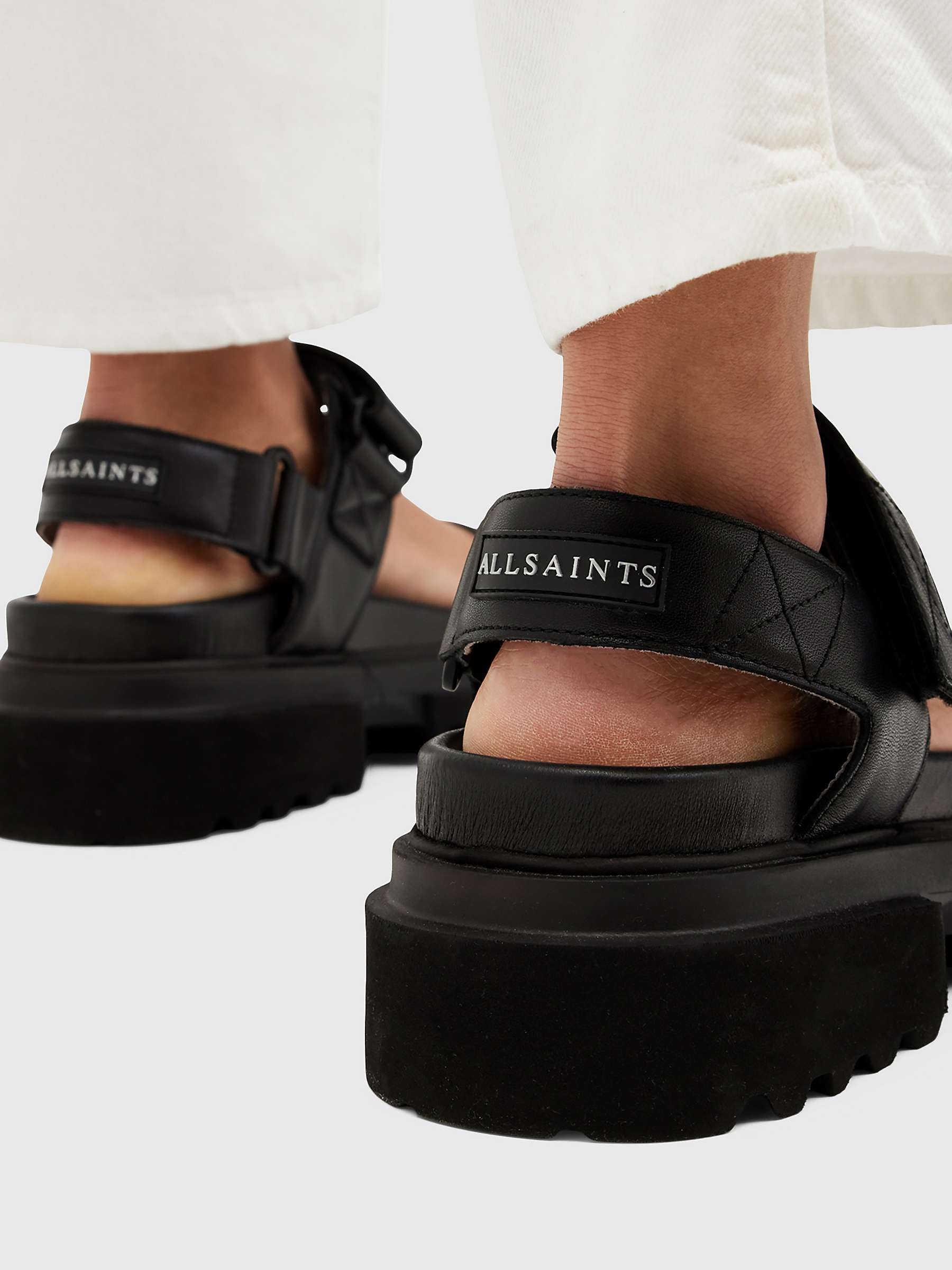 Buy AllSaints Rory Leather Sandals, Black Online at johnlewis.com