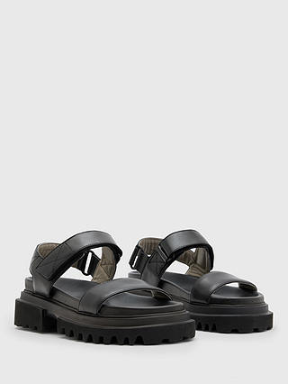 AllSaints Rory Leather Sandals, Black
