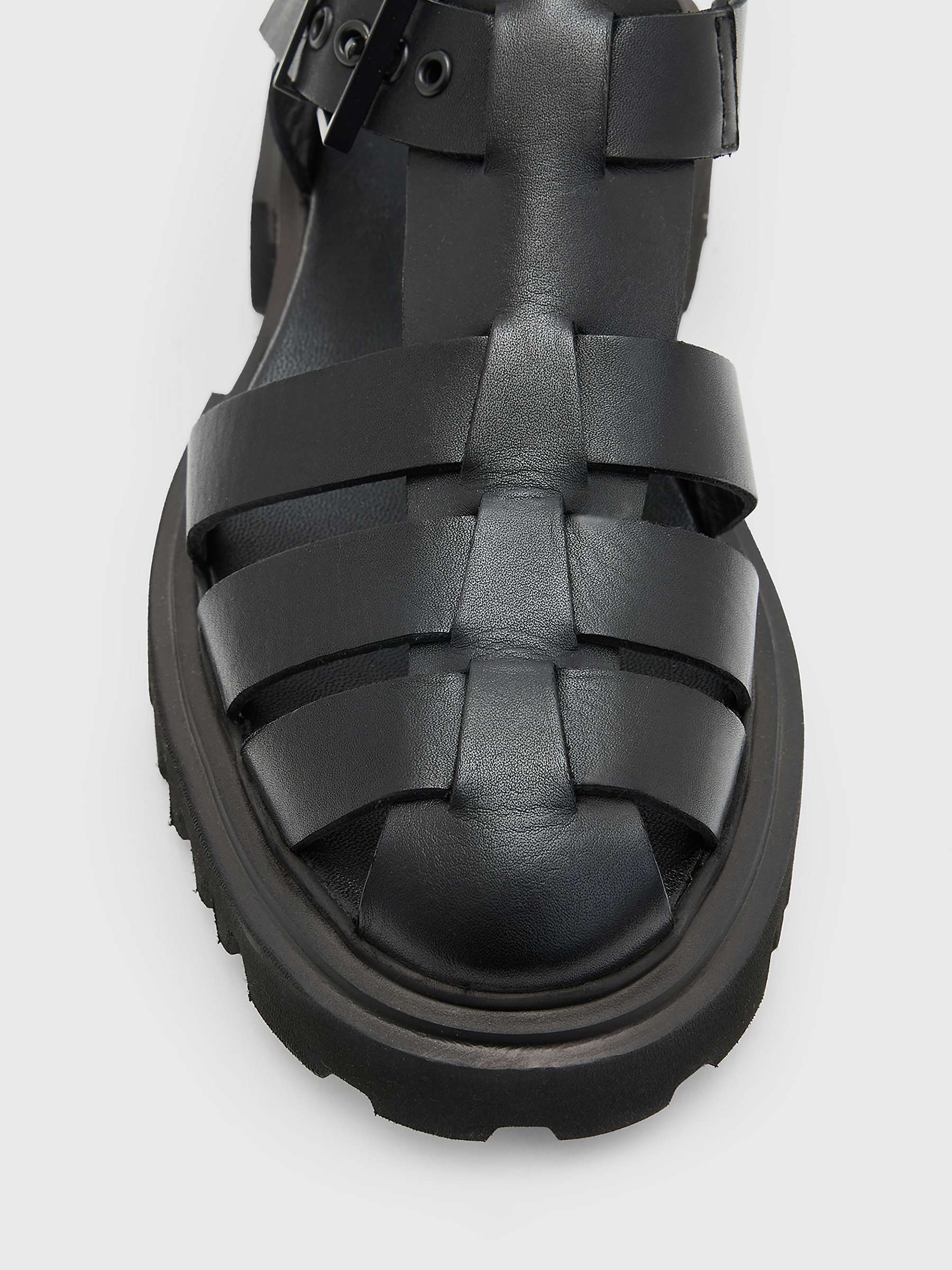 Buy AllSaints Nessa Leather Buckle Sandals, Black Online at johnlewis.com