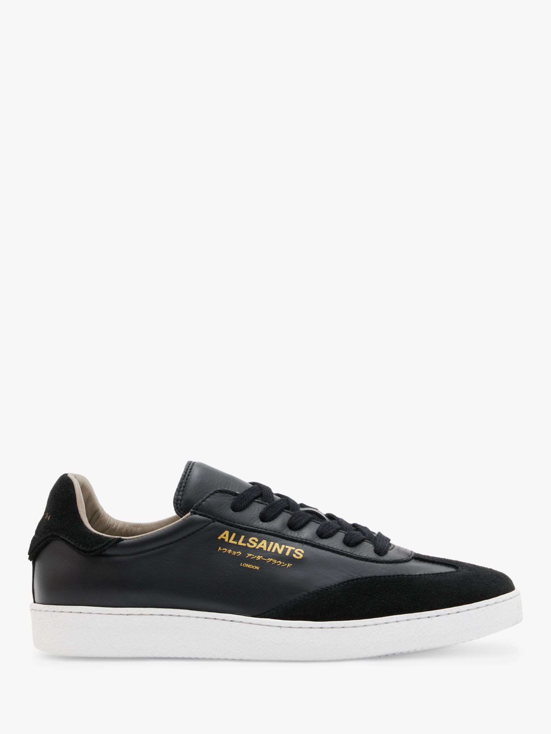 AllSaints Thelma Leather Trainers, Black at John Lewis & Partners