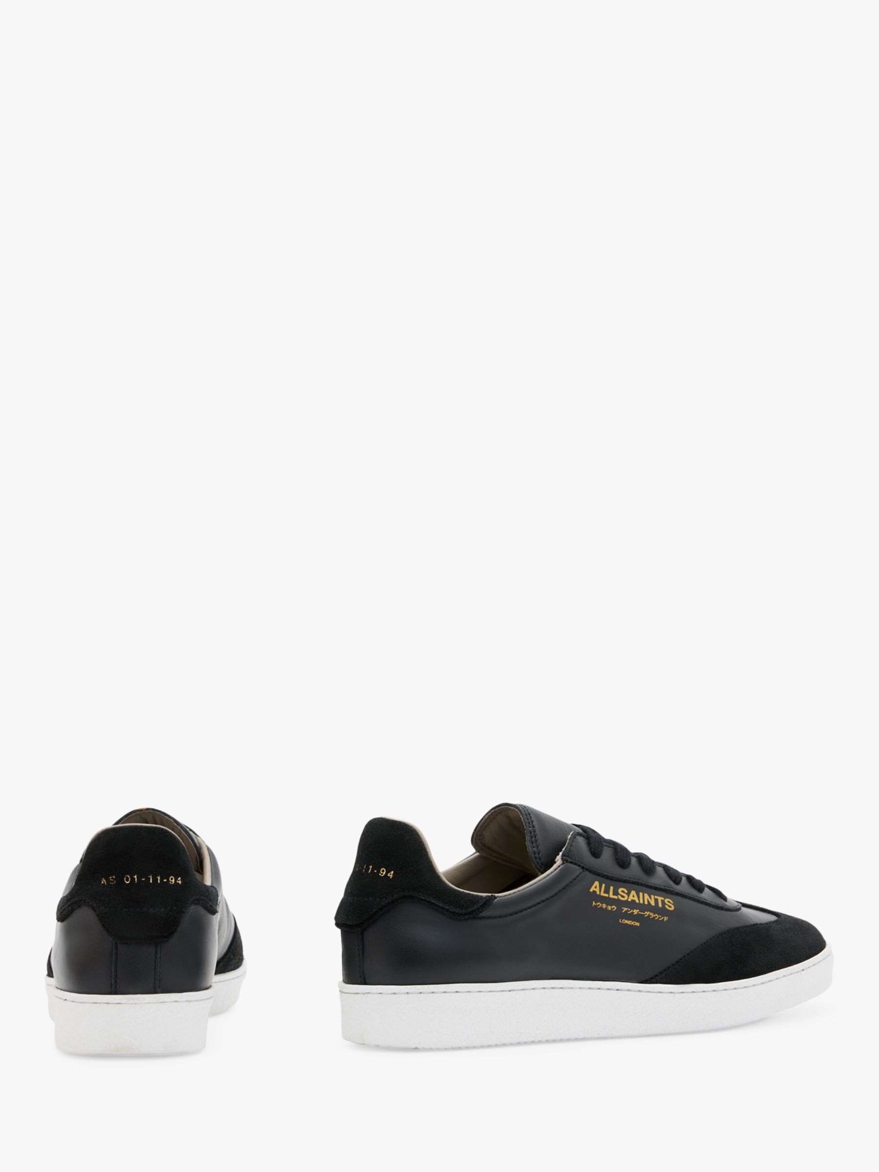 AllSaints Thelma Leather Trainers, Black, 3