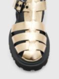 AllSaints Nessa Leather Buckle Sandals, Gold