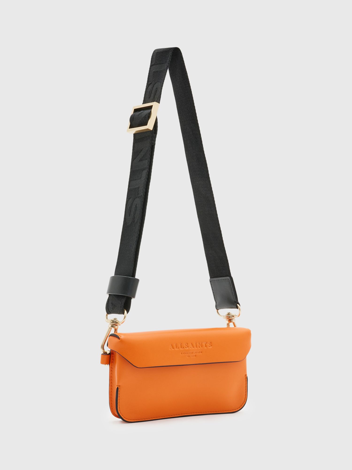 AllSaints Zoe Leather Crossbody Bag, Pyrole Orange at John Lewis & Partners