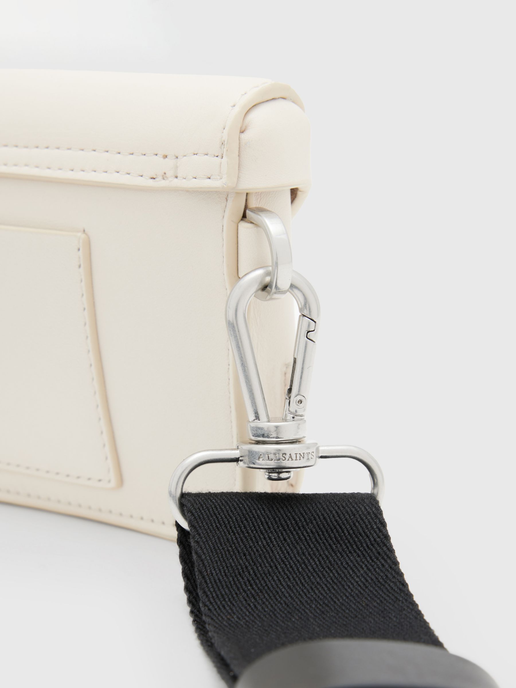 AllSaints Zoe Leather Crossbody Bag, Desert White at John Lewis & Partners