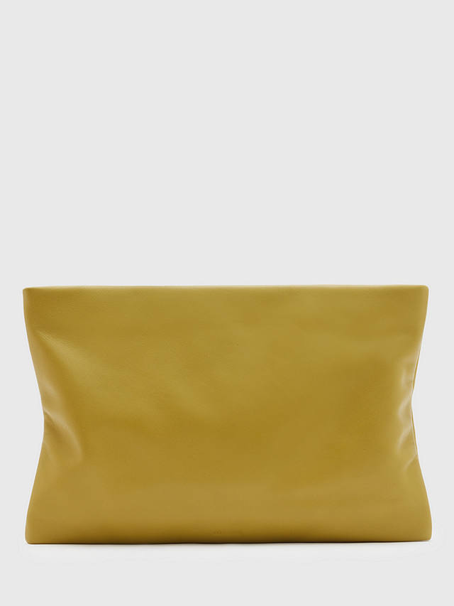 AllSaints Bettina Soft Leather Clutch Bag, Sap Green