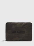 AllSaints Saff Camouflage Embossed Logo Laptop Case, Camo Green