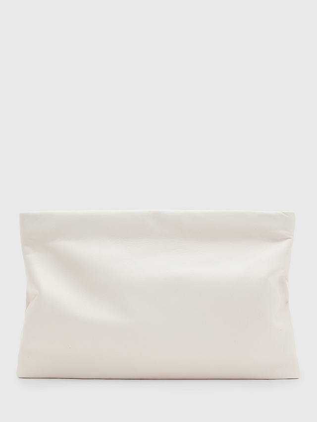 AllSaints Bettina Soft Leather Clutch Bag, Desert White