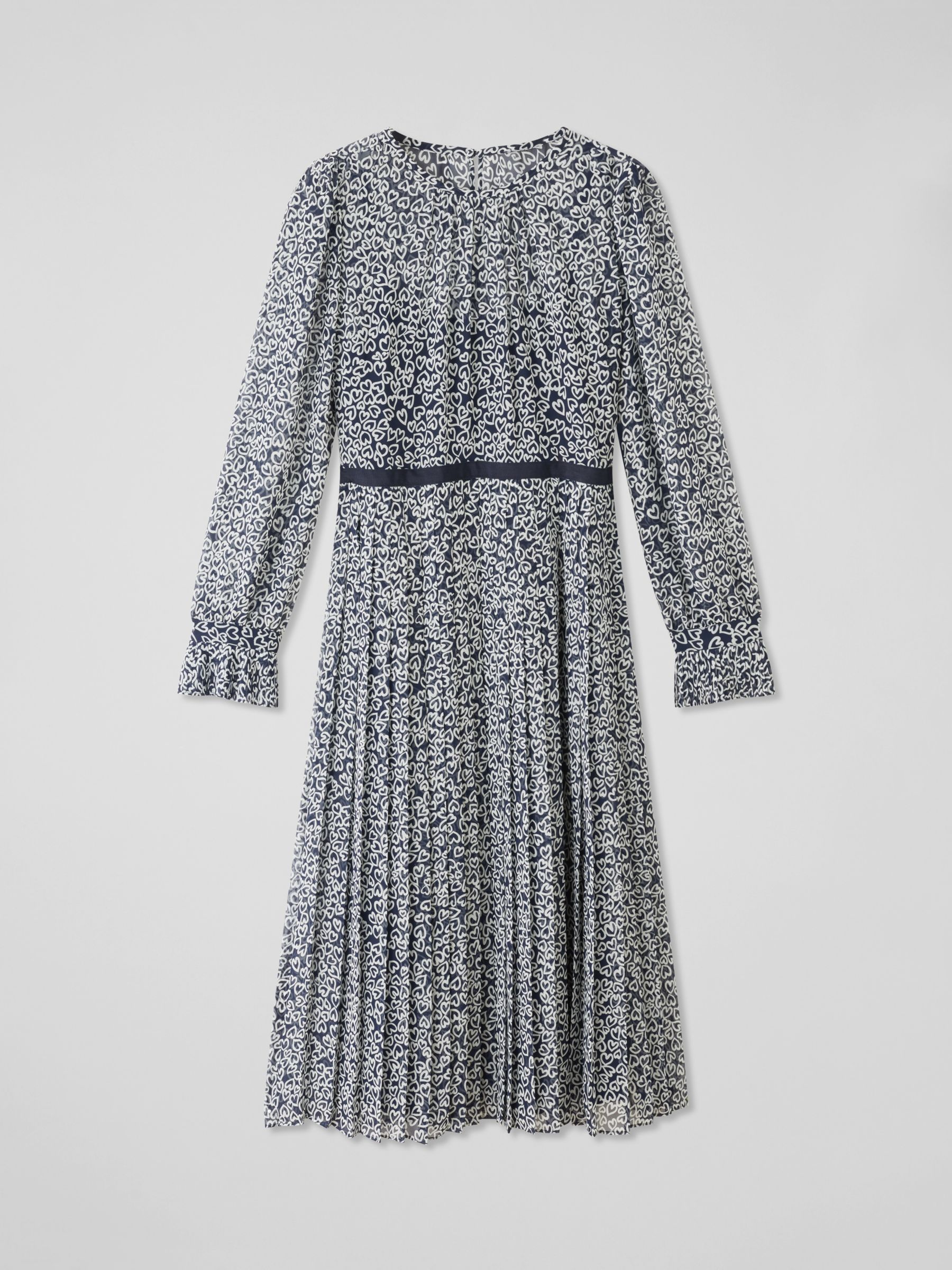 L.K.Bennett Estelle Heart Print Midi Dress, Navy/Multi, 18