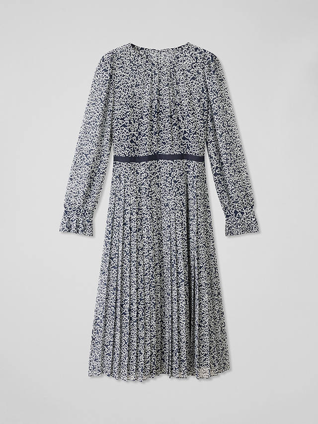 L.K.Bennett Estelle Heart Print Midi Dress, Navy/Multi