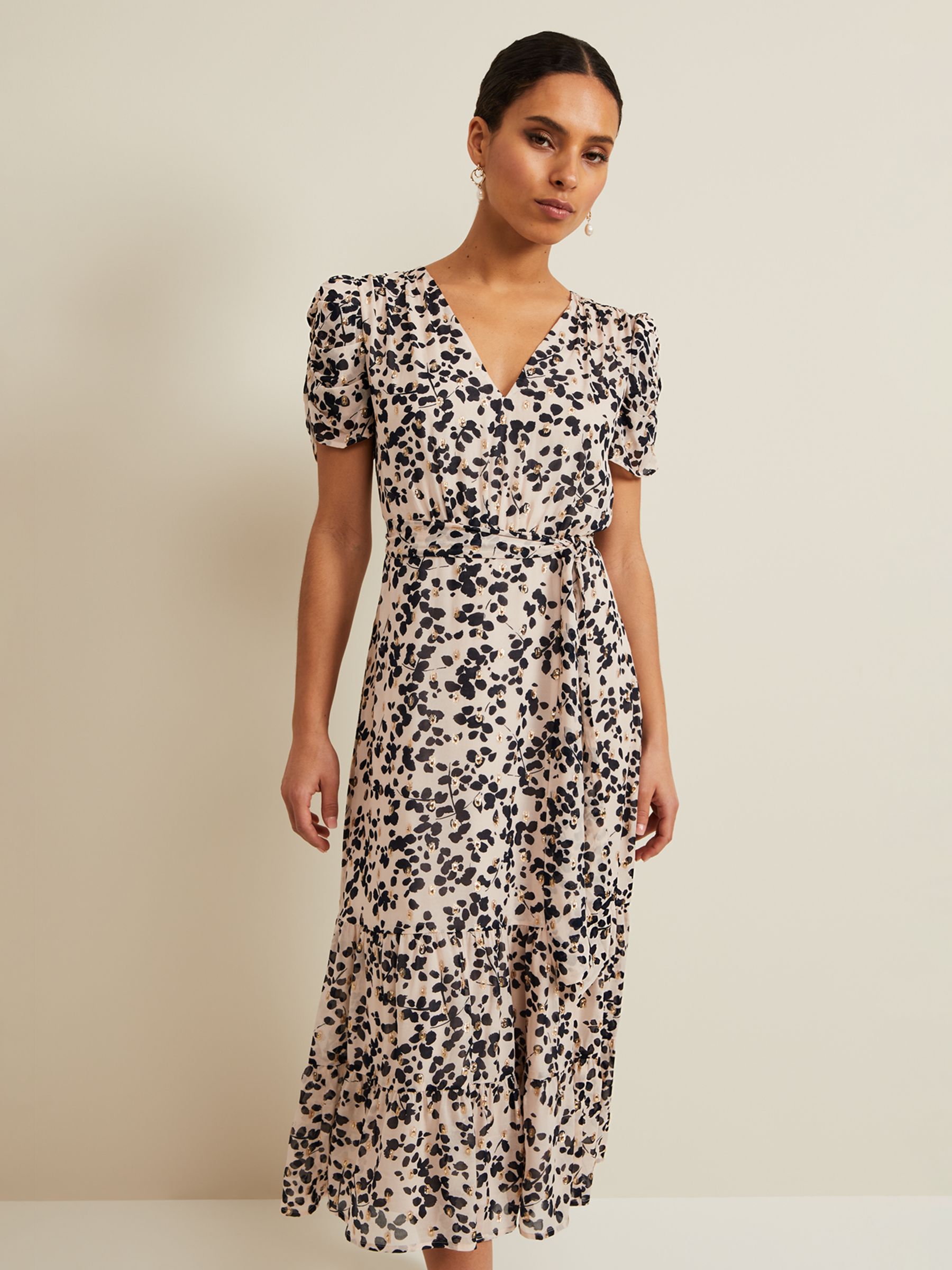 Phase Eight Petite Amy Floral Midi Dress, Multi at John Lewis & Partners