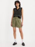 Levi's High Rise Pleated Chino Shorts, Deep Lichen Green, Deep Lichen Green