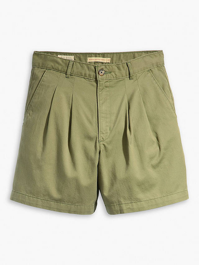 Levi's High Rise Pleated Chino Shorts, Deep Lichen Green