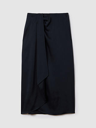 Reiss Bella Wrap Midi Skirt, Navy
