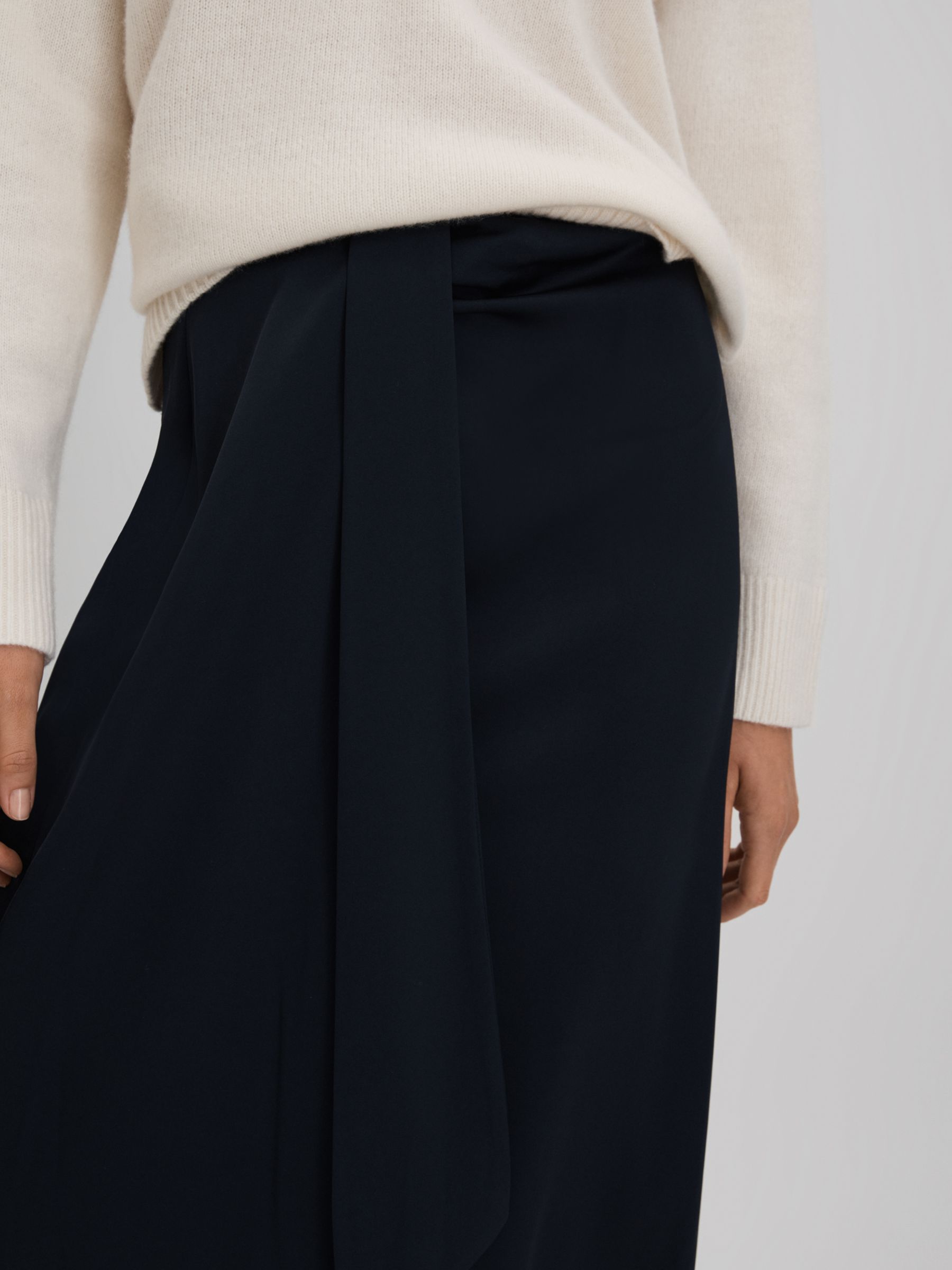 Reiss Bella Wrap Midi Skirt, Navy at John Lewis & Partners
