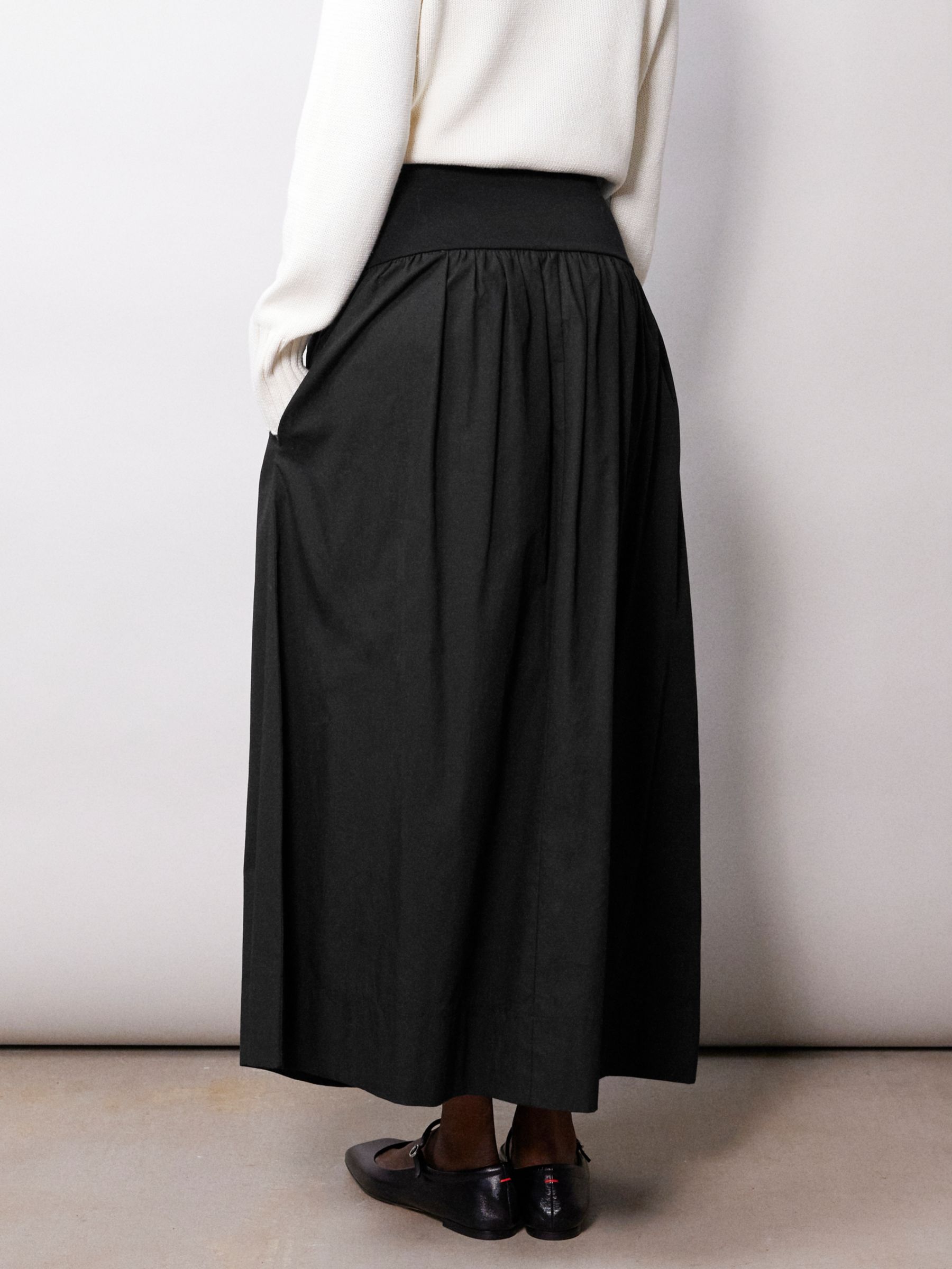 Albaray Cotton Blend Maxi Skirt, Black at John Lewis & Partners