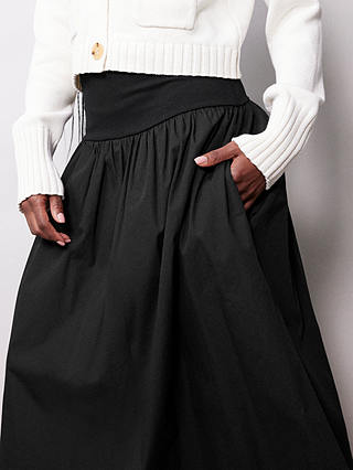 Albaray Cotton Blend Maxi Skirt, Black