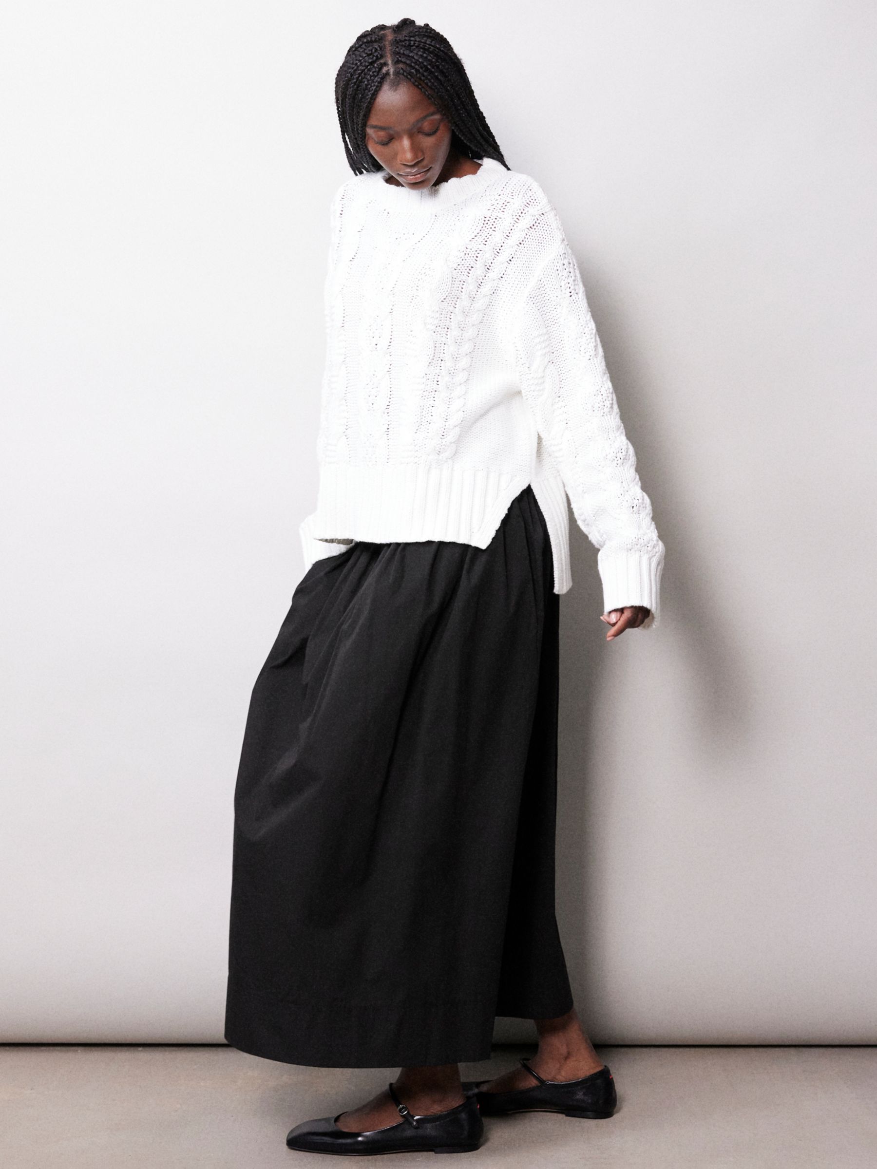 Buy Albaray Cotton Blend Maxi Skirt, Black Online at johnlewis.com