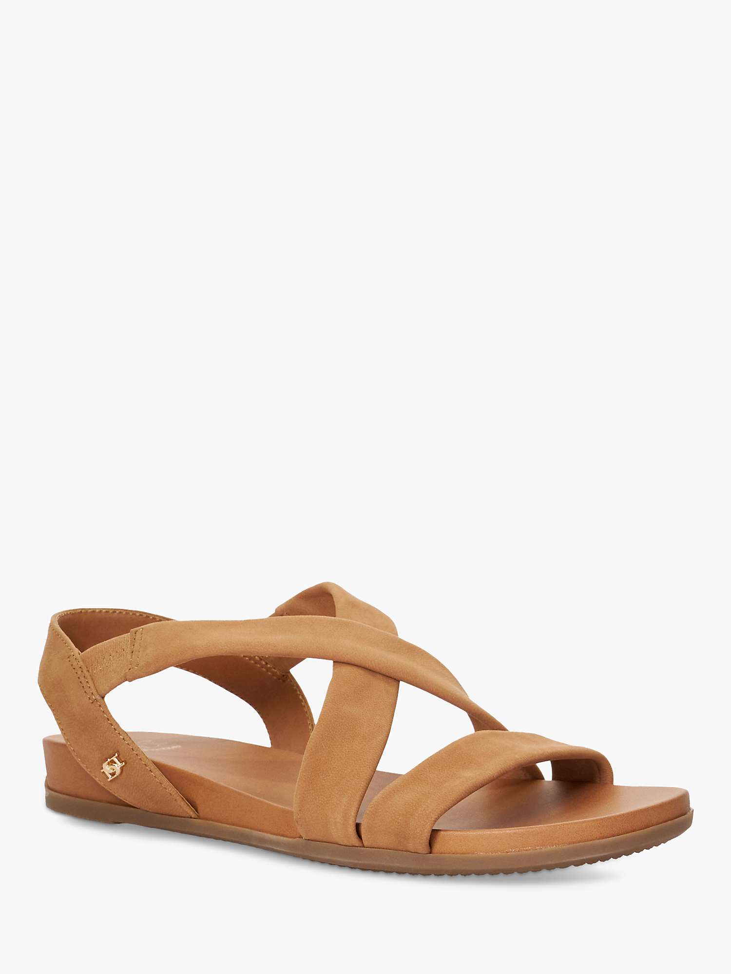 Buy Dune Wide Fit Landies Nubuck Comfort Strap Sandals, Camel Online at johnlewis.com