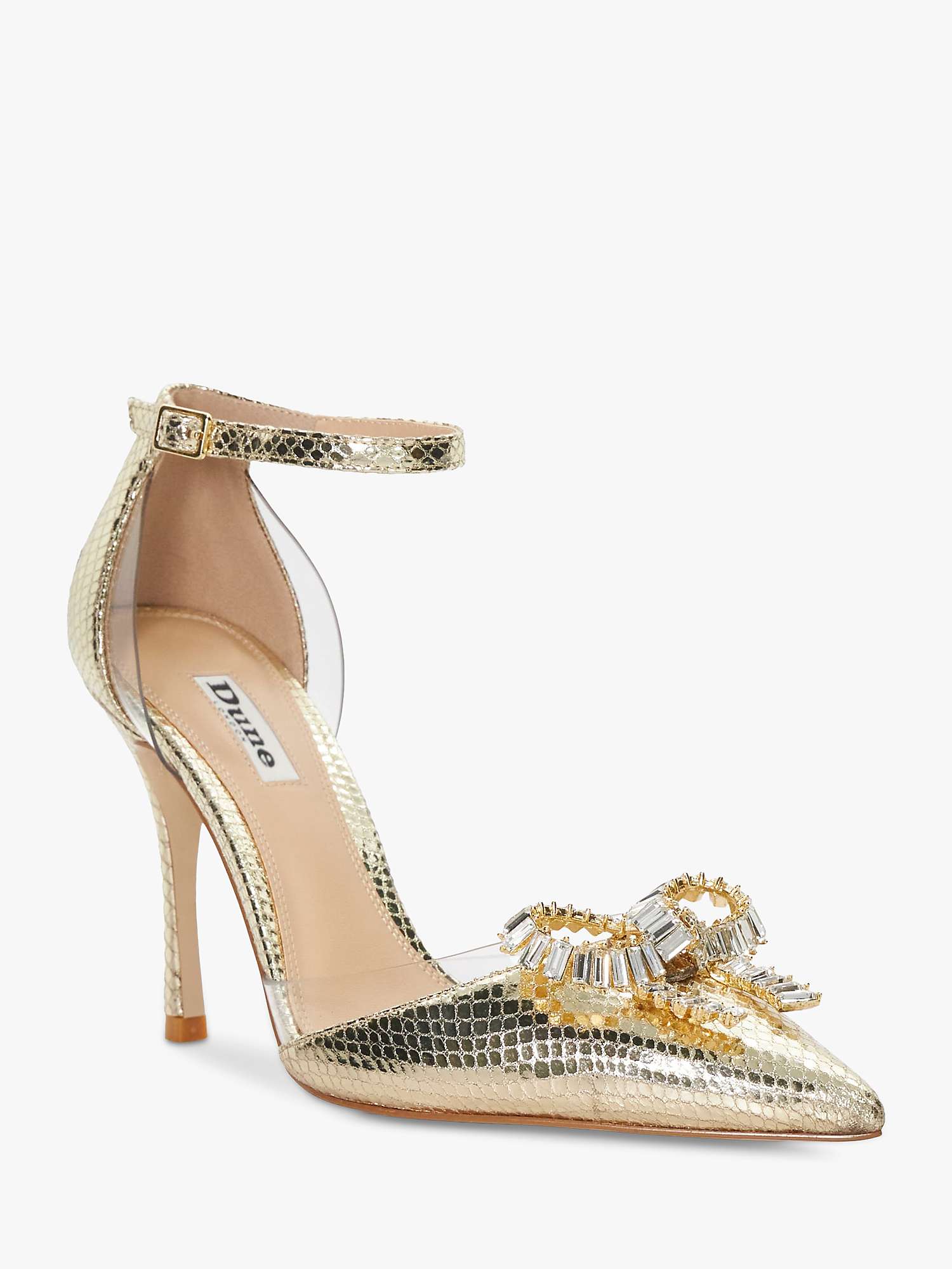 Buy Dune Confess Bow Detail Heeled Court Shoes, Gold Online at johnlewis.com