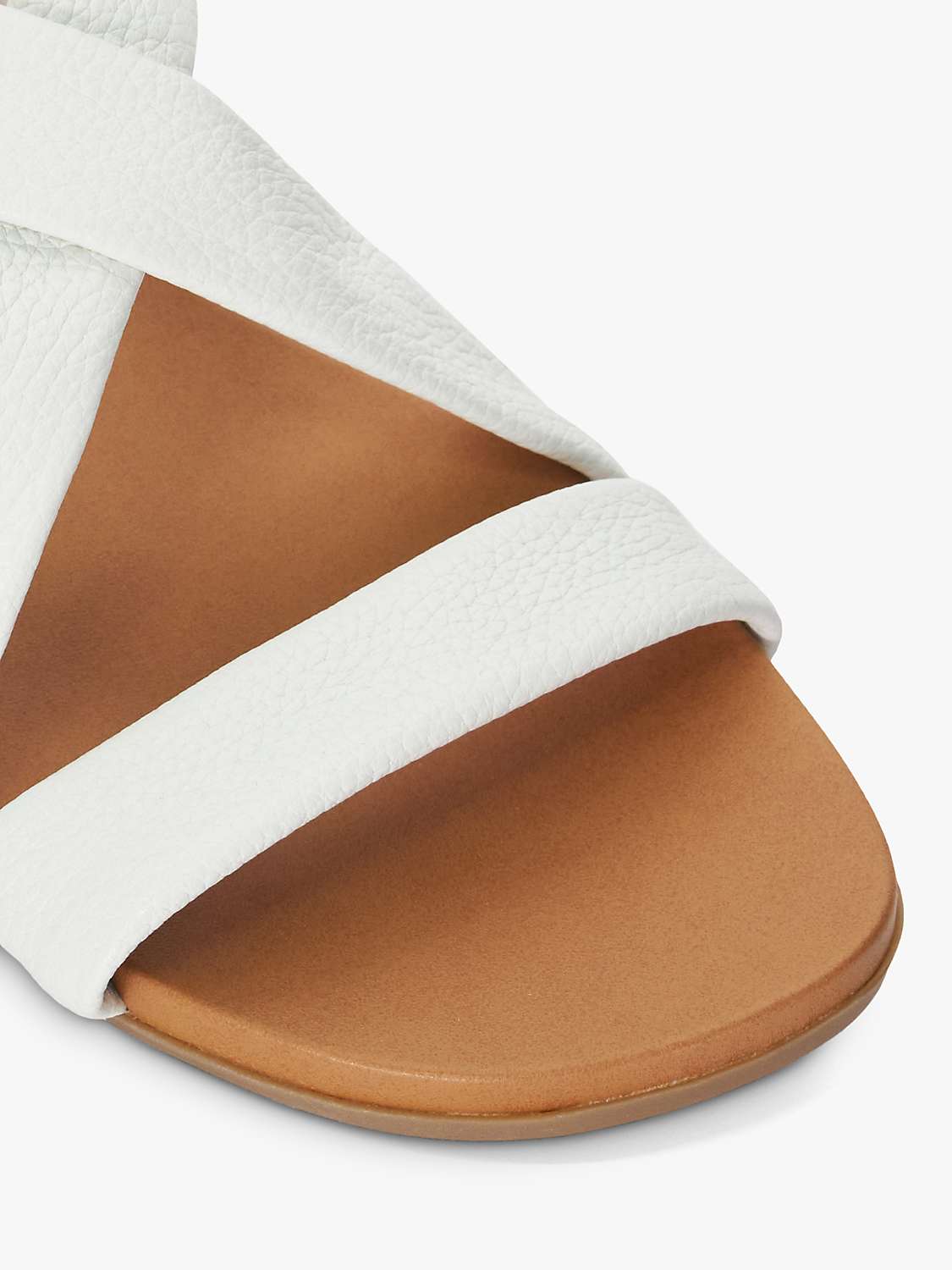 Buy Dune Wide Fit Landies Leather Comfort Strap Sandals, White Online at johnlewis.com