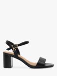 Dune Wide Fit Jelly Leather Block Heel Sandals, Black