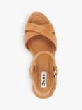 Dune Kindest Leather Cross Strap Wedge Sandals